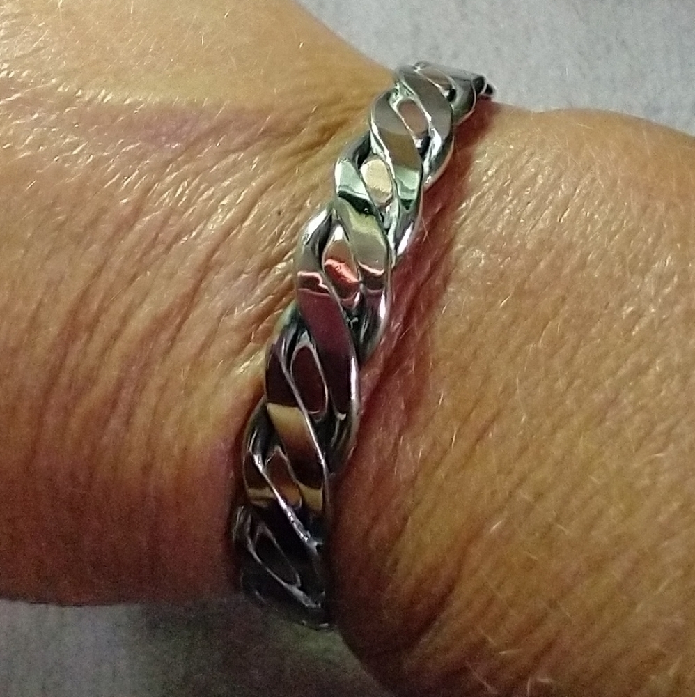 Twisted Copper Silver Cuff Bracelet Adjustable - image 3